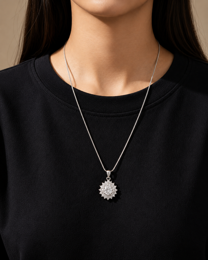 Diamond Halo Necklace | ELVIAN