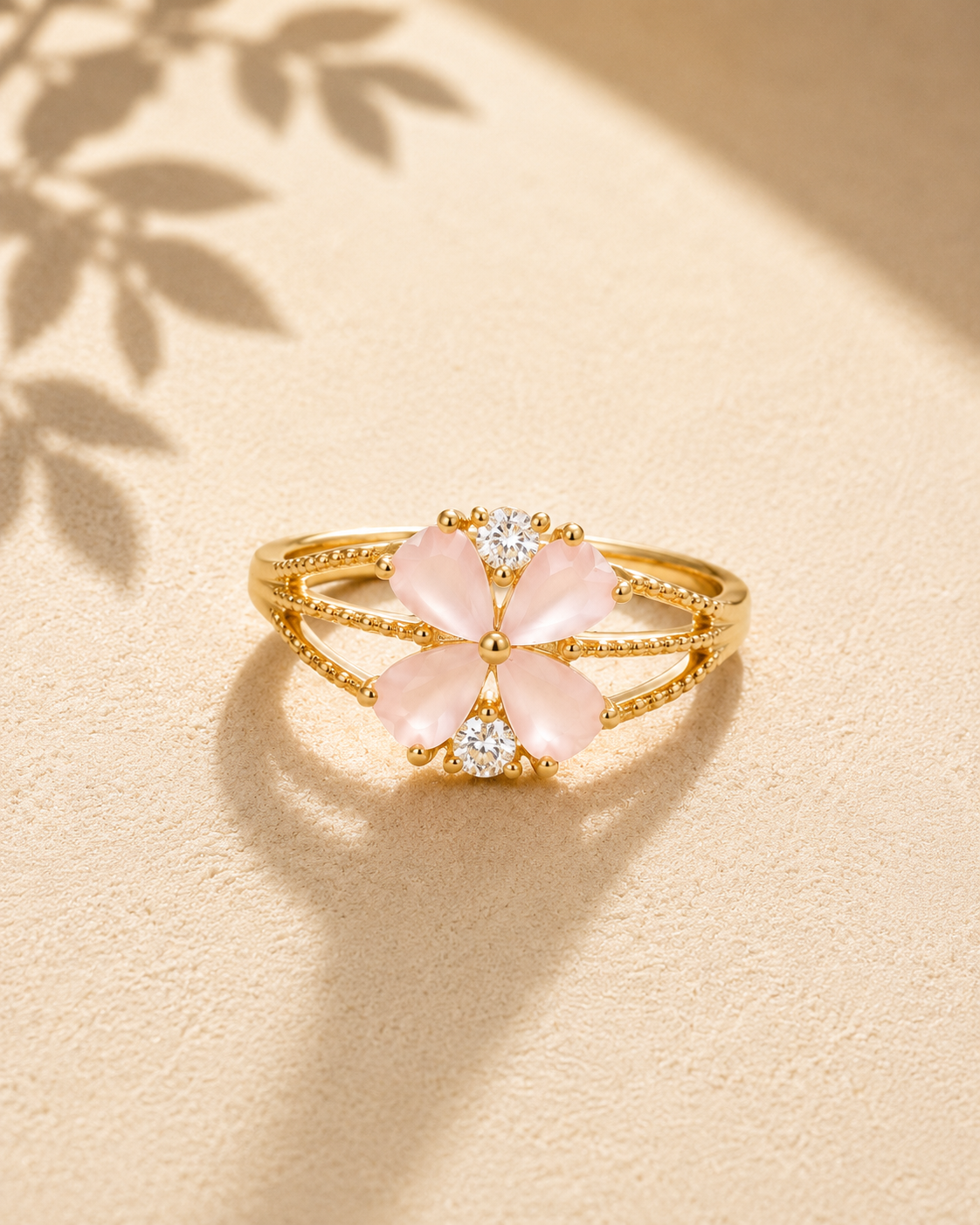 Blush Flower Ring — Gold | ELVIAN