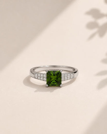 Emerald Halo Ring — Silver | ELVIAN