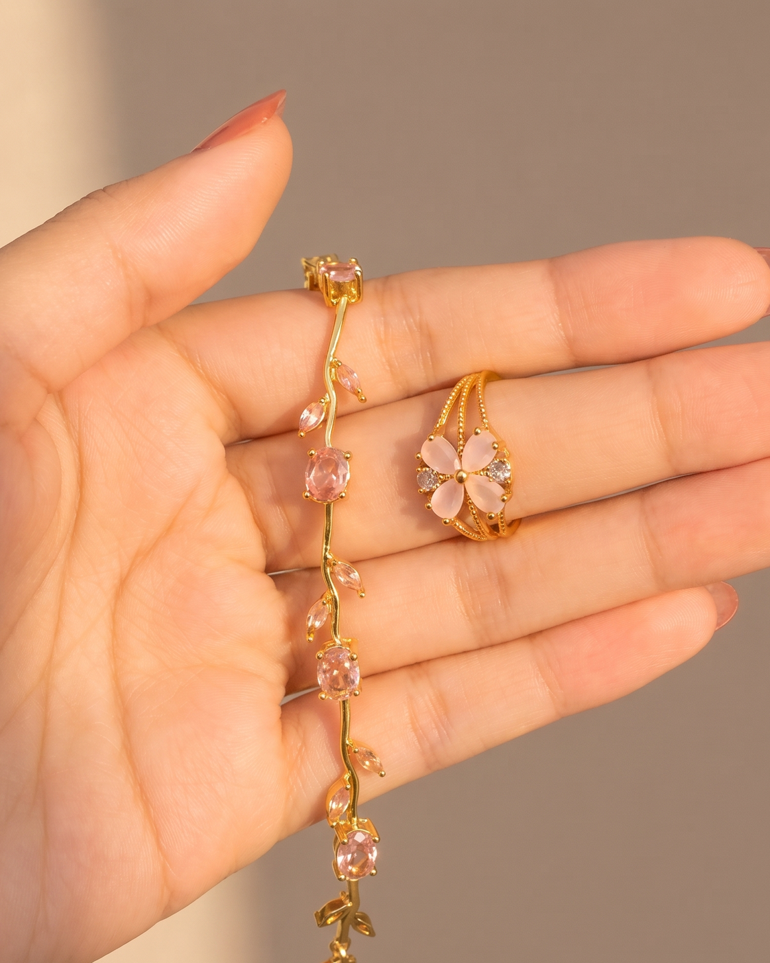 Tulip Set — Bracelet + Flower Ring | ELVIAN