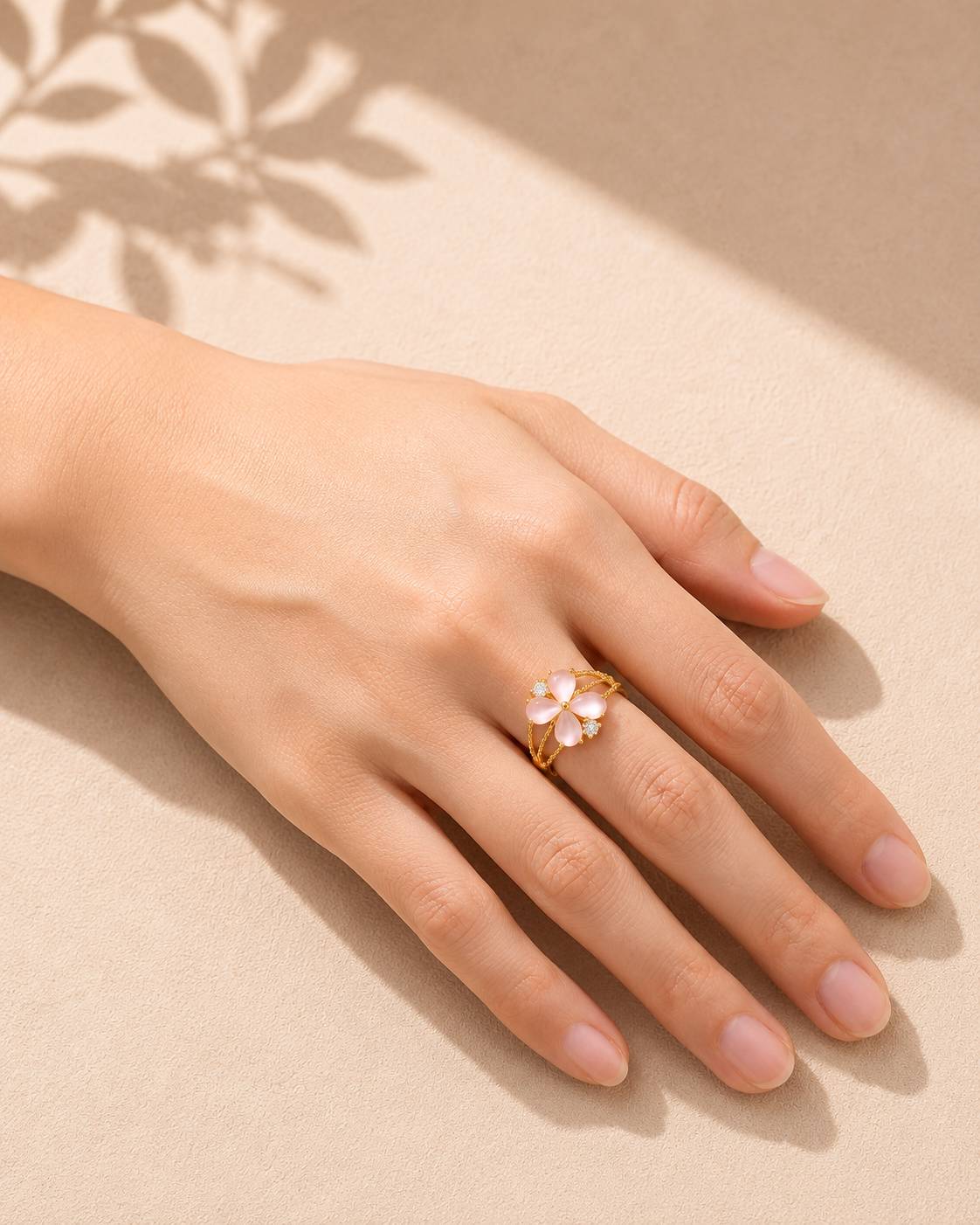 Blush Flower Ring — Gold | ELVIAN